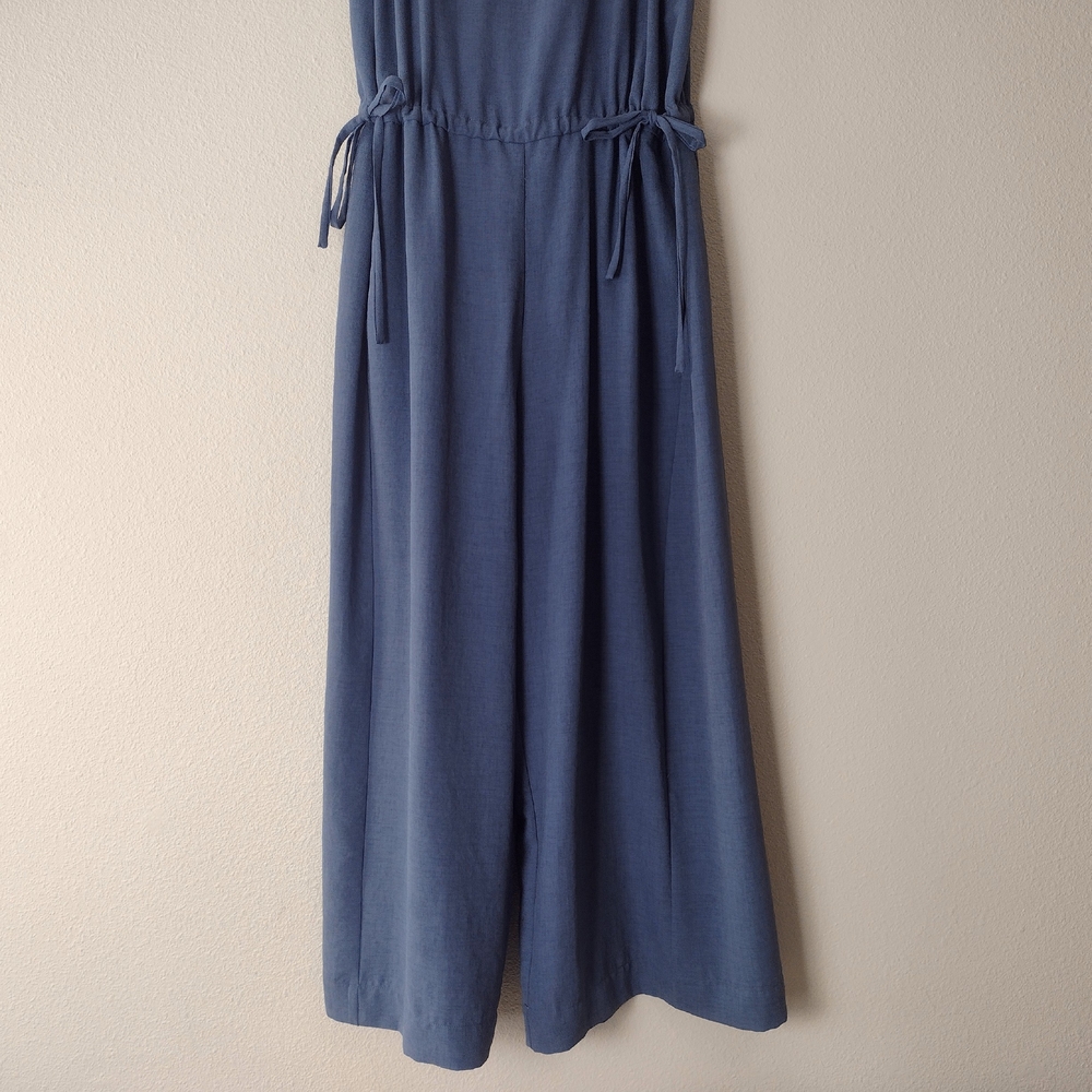 NAP Loungewear Drawstring Relaxed Fit Square Neck Wide Leg Jumpsuit Blue Size M - Picture 7 of 16